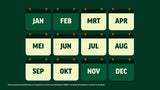 Toedieningskalender voor onkruidbestrijder met maanden JAN t/m DEC en RoundUp logo