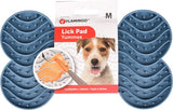 Flamingo Lick Pad Yummmee verpakking met blauwe botvormige likmat en hond