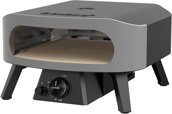 Cozze gas-pizzaoven, frontaanzicht met open bakruimte en draaiknoppen