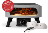 Cozze gas-pizzaoven met pizzasteen, open bakruimte en bedieningsknoppen
