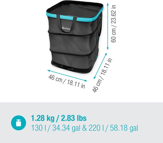 Gardena - Tuinafvalzak 127 l Zwart/turquoise