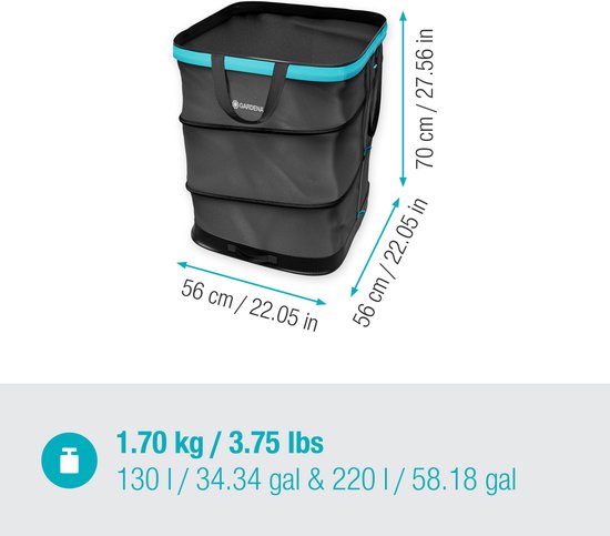 Gardena - Tuinafvalzak 220l Zwart/turquoise