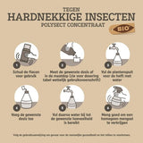 Gebruiksaanwijzing op achterzijde doos: tegen hardnekkige insecten, polysect concentraat