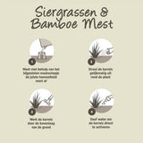 Diagram met stappen voor Siergrassen & Bamboe mest: bijgiet, strooi, bewerk, activeer