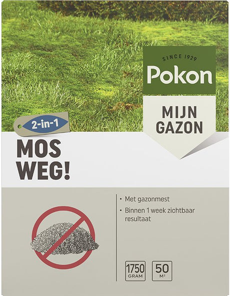 Mosweg! gazonmiddel, verpakking met Pokon-label, 1750 g voor 50 m²