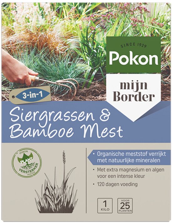 Pokon Siergrassen & Bamboe mest, 3-in-1 doos van 1 kg voor 120 dagen voeding