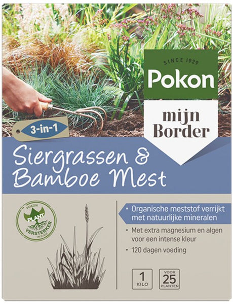 Pokon Siergrassen & Bamboe mest, 3-in-1 doos van 1 kg voor 120 dagen voeding