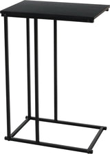 Zwarte bijzettafel met metalen frame en rechthoekig MDF topblad