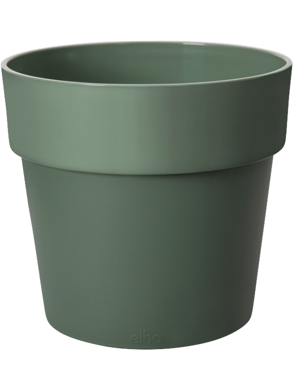 Ronde plantenpot lichtgroen met brede rand en geronde bovenkant, Elho