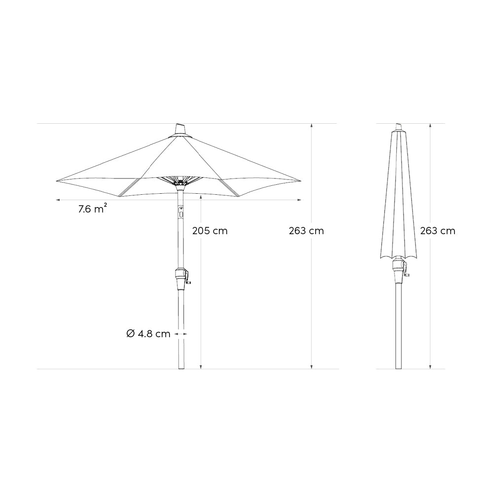 Platinum parasol Riva 275x275 - lichtgrijs