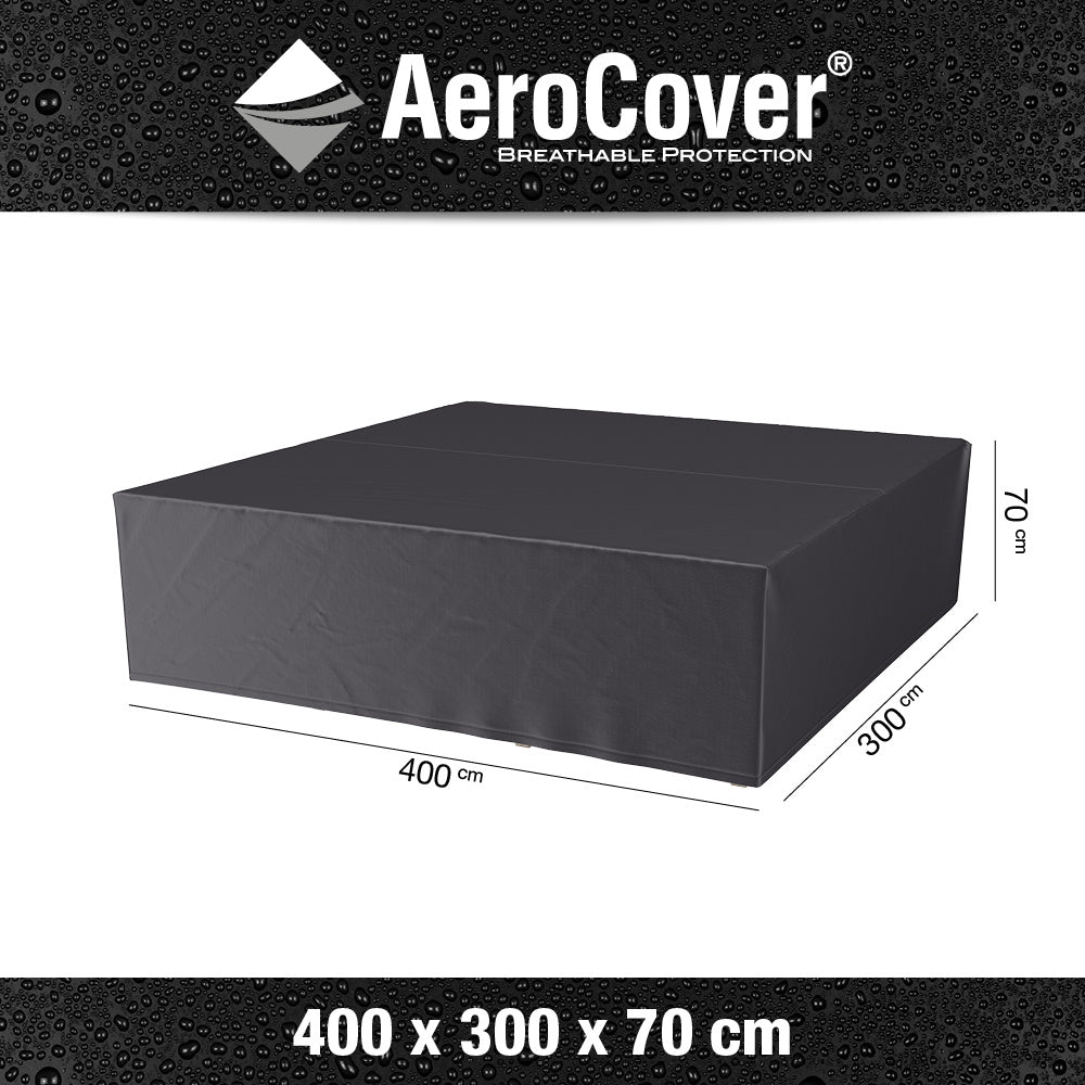 Loungesethoes voor lounge set, donkergrijze rechthoekige cover, 400x300x70 cm