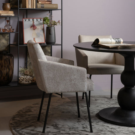 MOUNT EETKAMERSTOEL MET ARMLEUNING GROF GEWEVEN STOF NATUREL