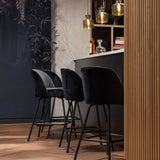 VOGUE BARSTOEL 65 CM VELVET ZWART