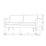 RODEO 2,5-ZITS BANK VELVET ANTRACIET