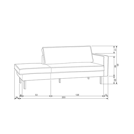 RODEO DAYBED RECHTS VELVET ANTRACIET