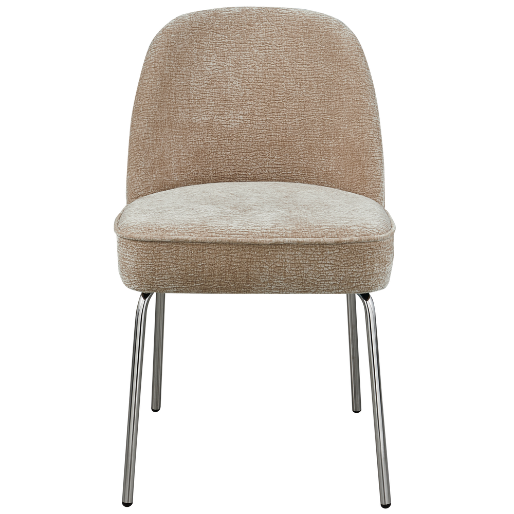 VOGUE EETKAMERSTOEL 3D CHENILLE ZAND CHROME POOT