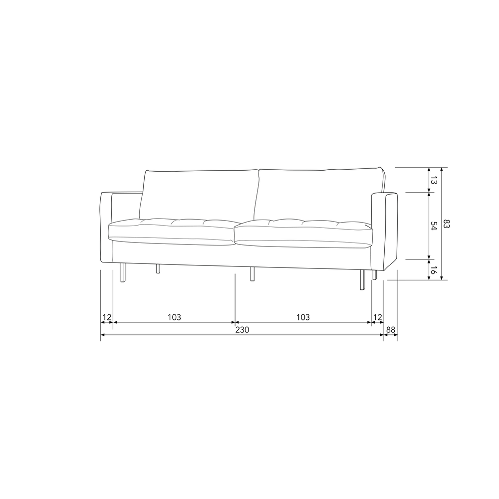 RODEO CLASSIC 2,5-ZITS BANK VELVET ROEST
