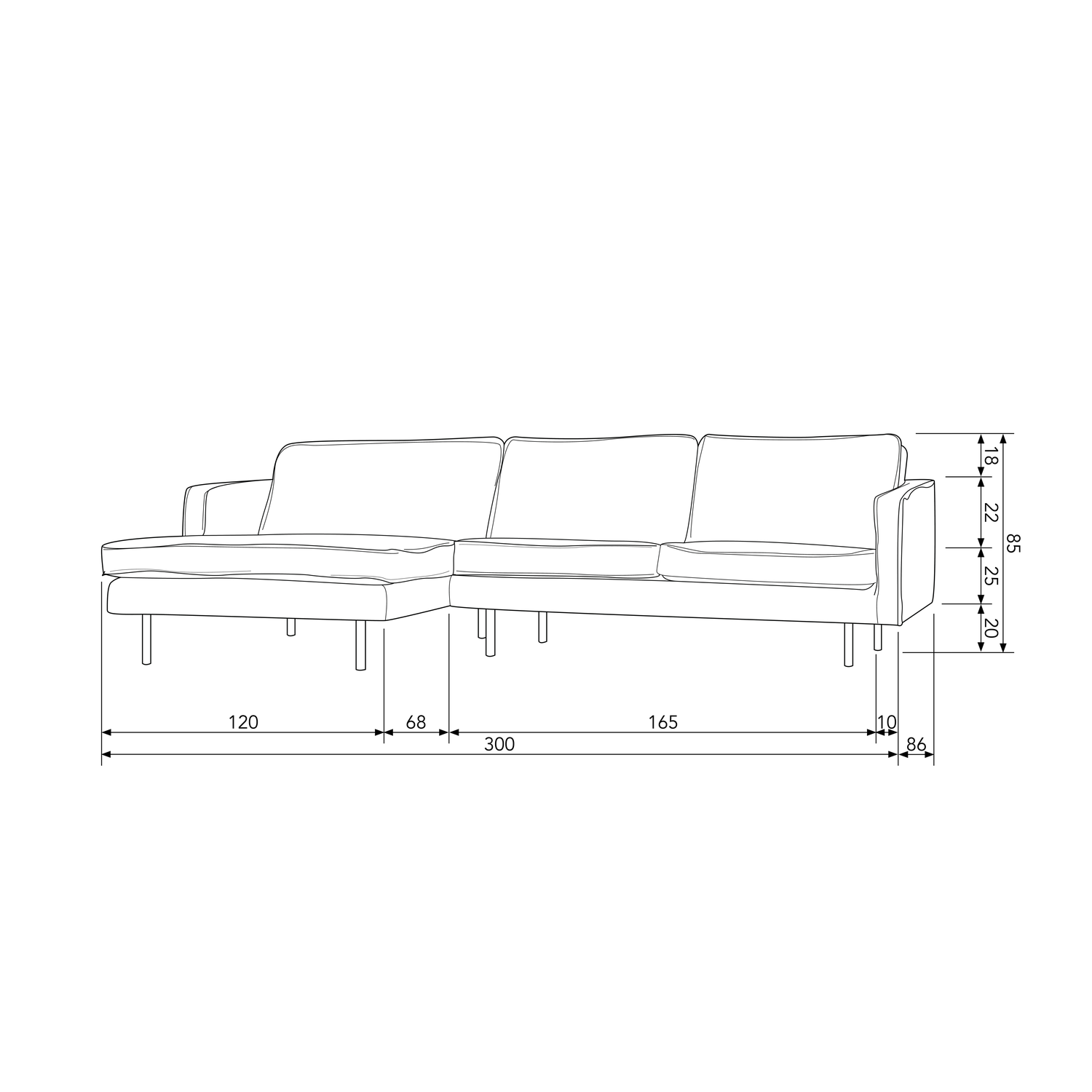 RODEO CHAISE LONGUE BANK LINKS VELVET PISTACHE