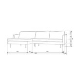 RODEO CHAISE LONGUE BANK LINKS VELVET OKERGEEL