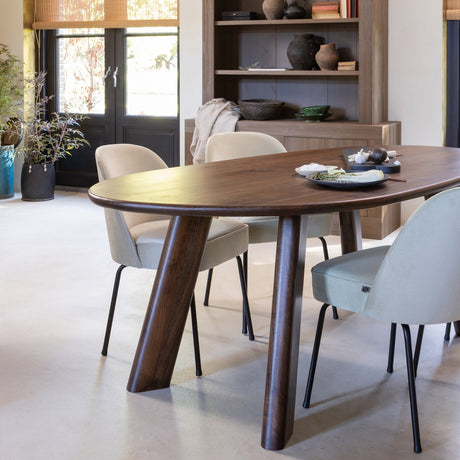 ROUNDLY EETTAFEL/BUREAU 200X100 CM MANGOHOUT DONKERBRUIN