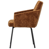 MOUNT EETKAMERSTOEL MET ARMLEUNING 3D CHENILLE MIDDENBRUIN