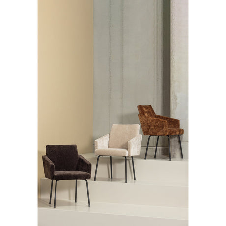 MOUNT EETKAMERSTOEL MET ARMLEUNING 3D CHENILLE MIDDENBRUIN