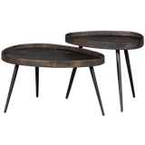 CRUDE BIJZETTAFELS ANTIQUE BRONS - SET VAN 2