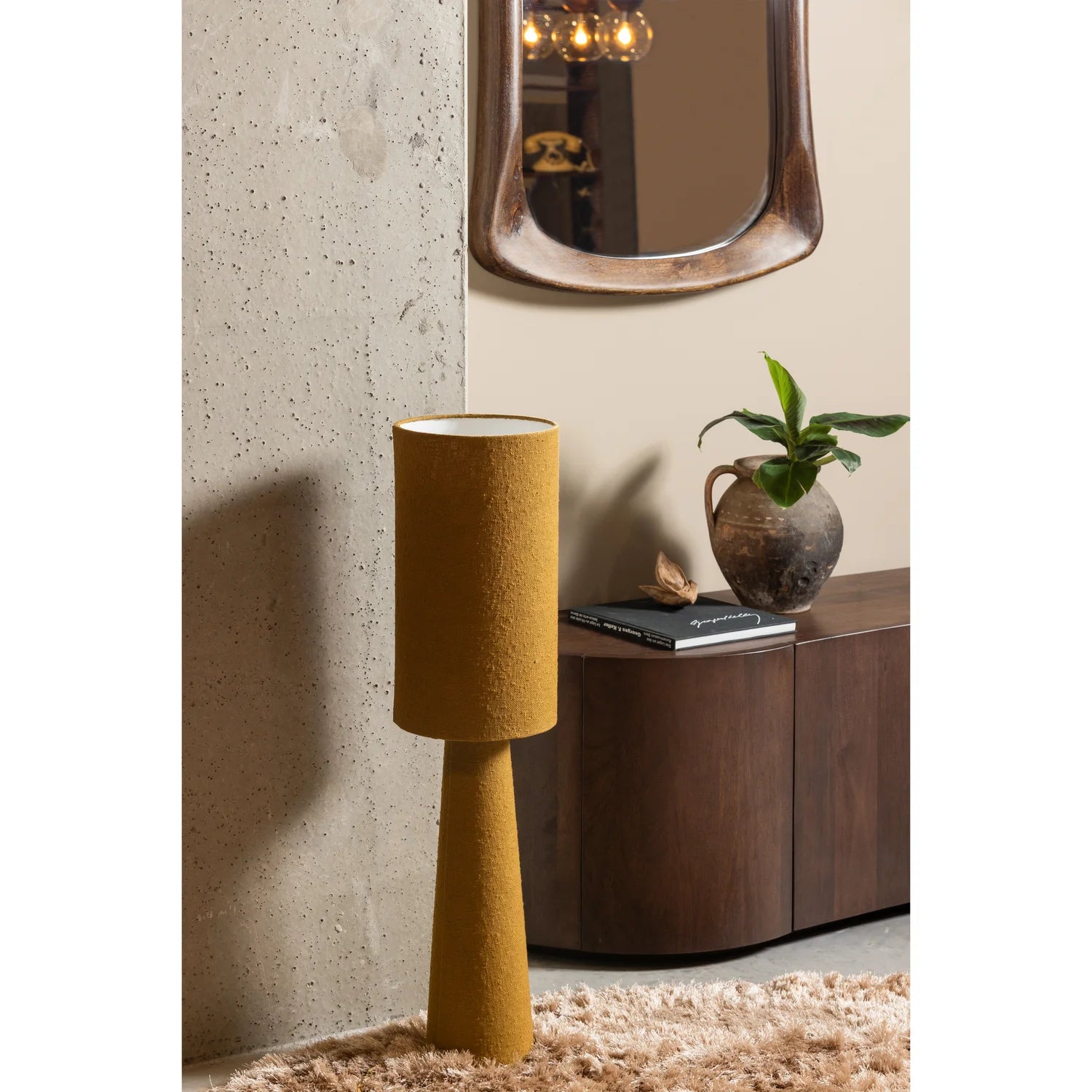 WOOOD - Loft tafellamp metaal/boucle tapenade 90x22cm