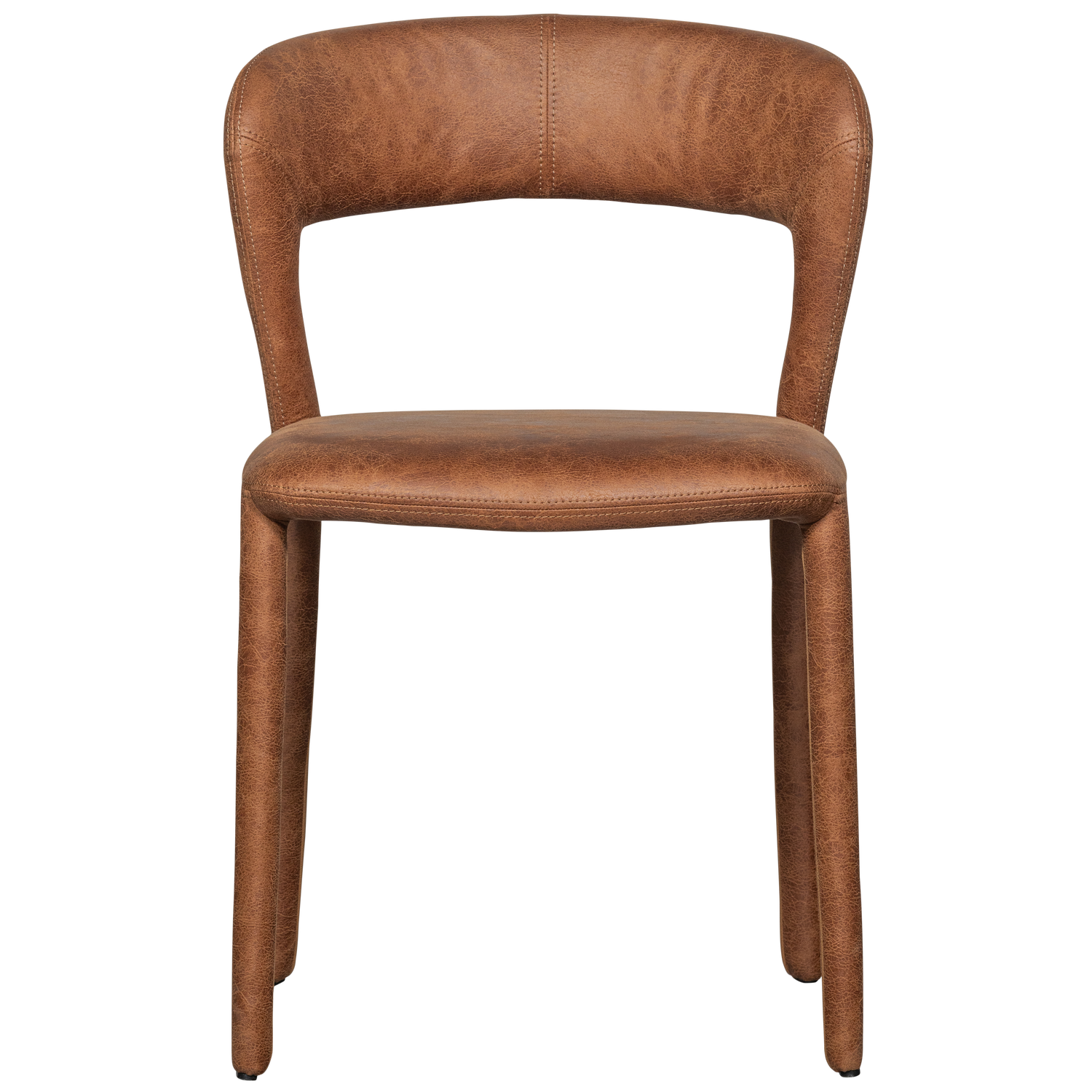 NOBLE EETKAMERSTOEL LEERLOOK COGNAC