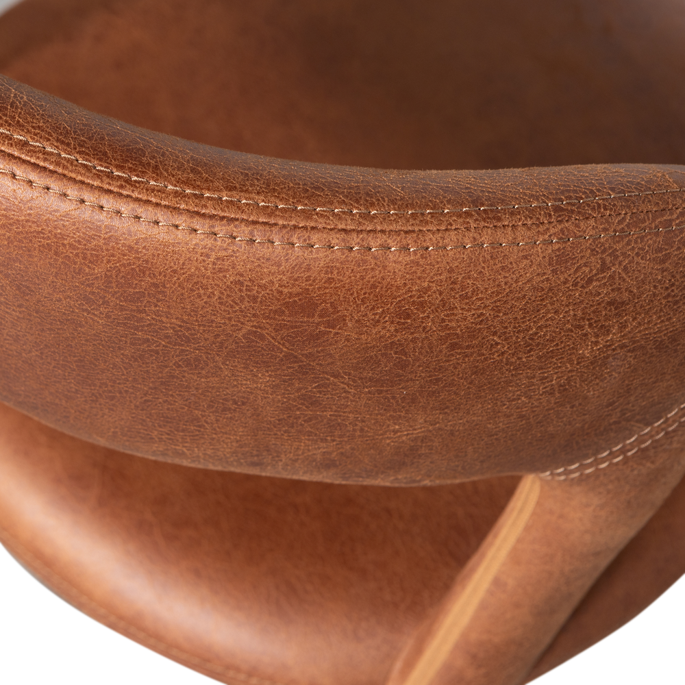 NOBLE EETKAMERSTOEL LEERLOOK COGNAC