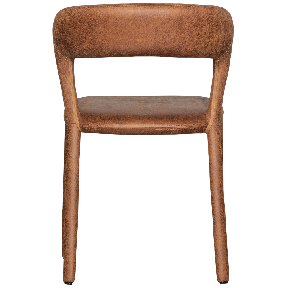 NOBLE EETKAMERSTOEL LEERLOOK COGNAC