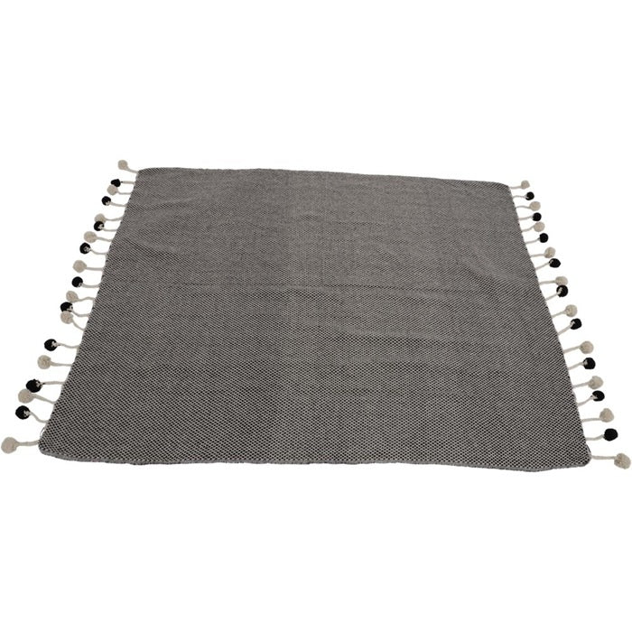 Plaid Pompon black, 125x150cm