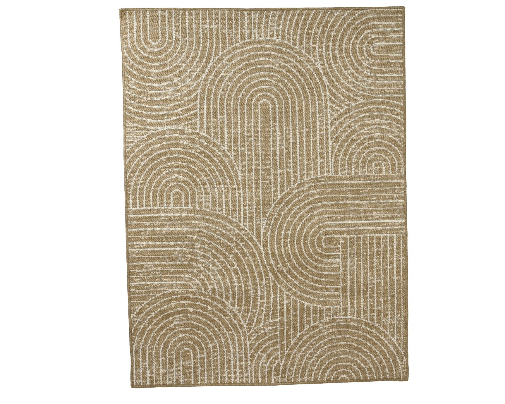Buitenkleed van polypropyleen met beige abstracte boogjes