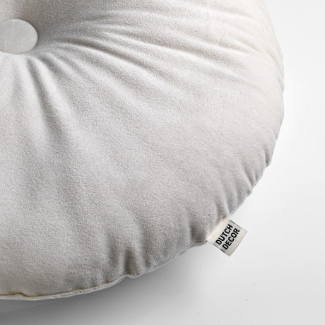 Rond sierkussen Olly, wit/grijs met label en gladde stof