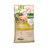 Pokon orchidee potgrond turfvrij bio, voorzijde met bloemen en logo