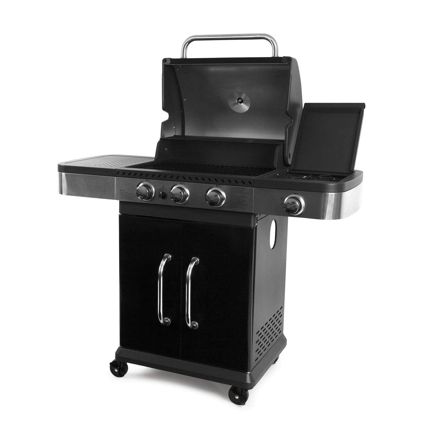 Garden Grill PRESTIGE 3 + 1 Gasbarbecue zwart/RVS met zijbrander