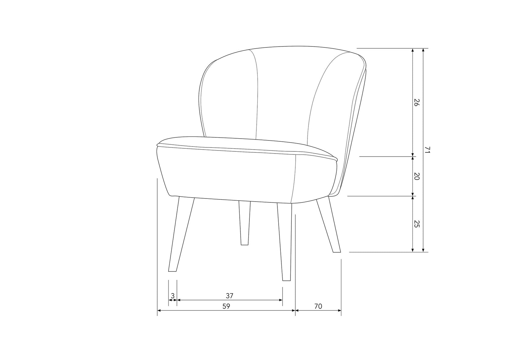 WOOOD - Sara fauteuil geweven stof naturel melange