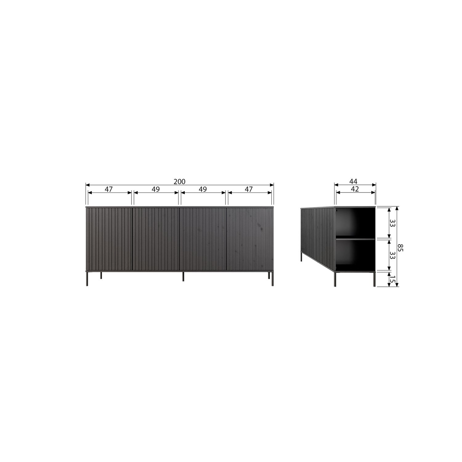 NEW GRAVURE DRESSOIR 200 CM ESSEN FINEER ESPRESSO [fsc]