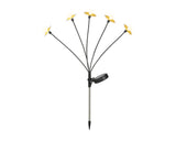 Solar tuinkoplamp met metalen steel en gele bloemen, inkl. grondspie