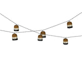 Solar partylightsnoer met gevlochten rieten lantaarns en warmwit LED-licht