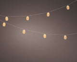 Zonne-slingerverlichting met plastic lampionkapjes aan draad, warm brandende lampjes
