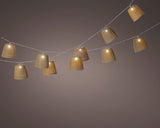 Zonne-snoerverlichting van kunststof met kegelkapjes en meerdere lampjes met warm licht