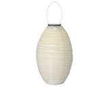 Nylon solar-lantaarn met druppelvormige lichtbeige stoffen kap en metalen ophanghaak