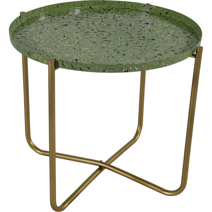 Bijzettafel terrazzo groen ø40,5x35cm