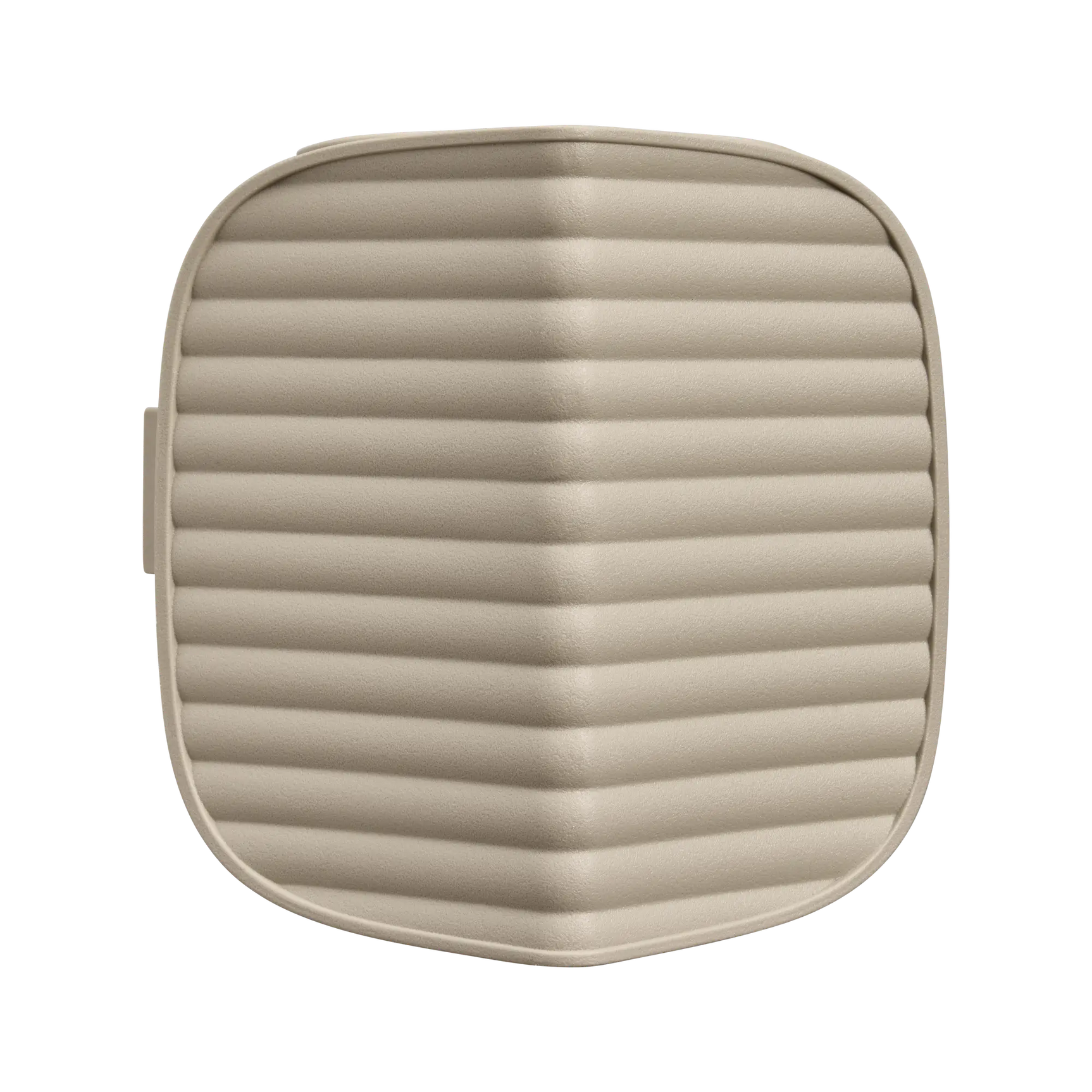 Beige vogelvoerhuisje met geribbelde, ronde achterzijde