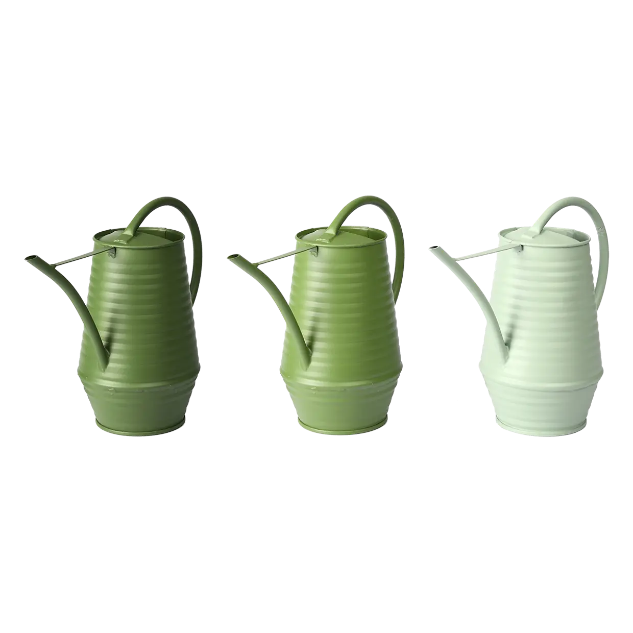 Set binnengieters 1 liter: 3 kleuren (groen, lichtgroen, wit) met tuit en hengel