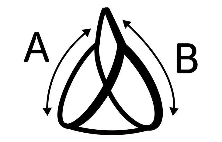 Maatschema van zwart hondentuig met maat A en B