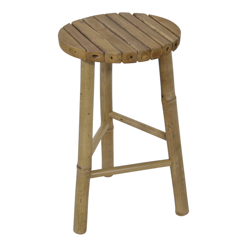 Bamboe krukje met ronde zitting en drie poten, ø35 cm