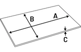 Koelmat-afmetingendiagram met pijlen A, B en C