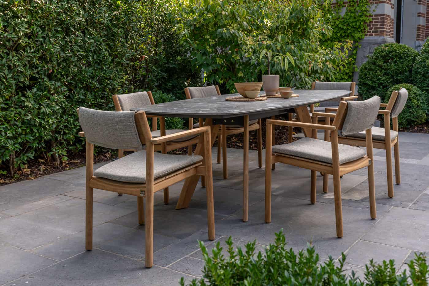 4SO - Levi stapelbare dining stoel teak incl. 2 kussens